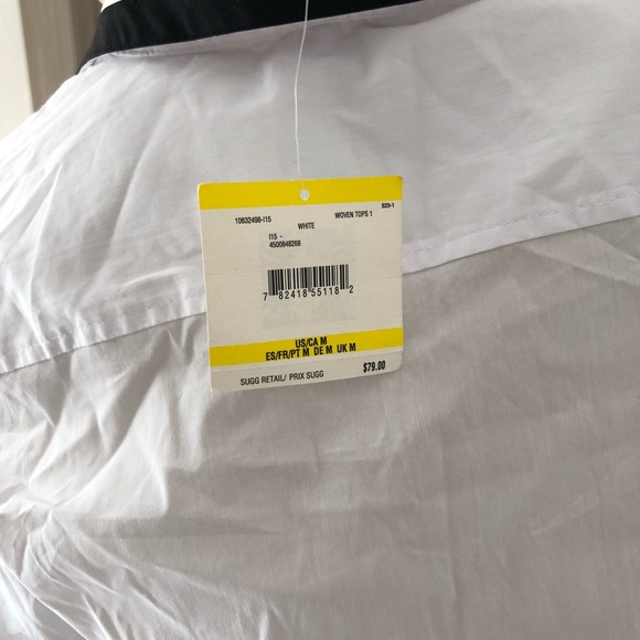 New Anne Klein White Cotton Stretch Button Shirt - Picture 4 of 7